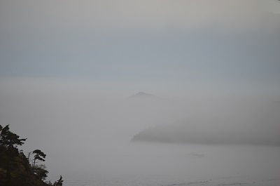 令和元日　濃霧の中、金華山遠望