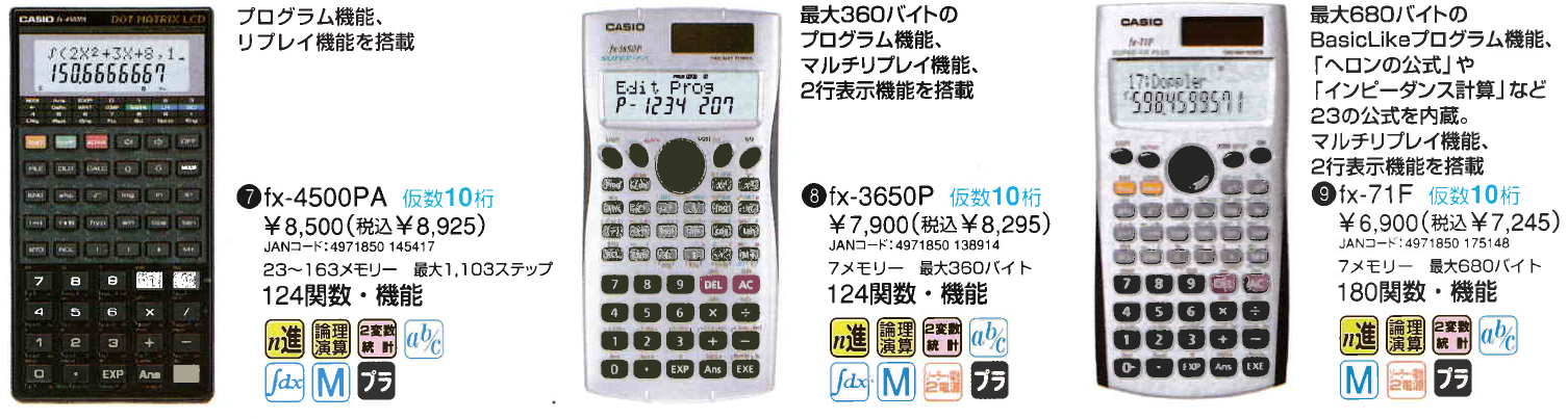 8371円 モデル着用＆注目アイテム カシオ 関数電卓 仮数10桁 124関数 FX-4500PA-N