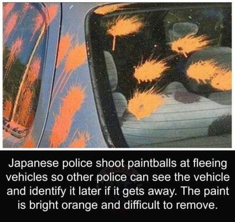 「日本人の発想は素晴らしい」 日本では警察が逃走車にペイントボールを放つらしい　海外の反応